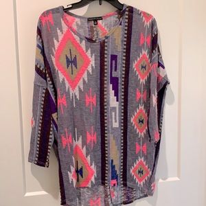 Dolman sleeve - high/low front/back - sheer texture sweater feel